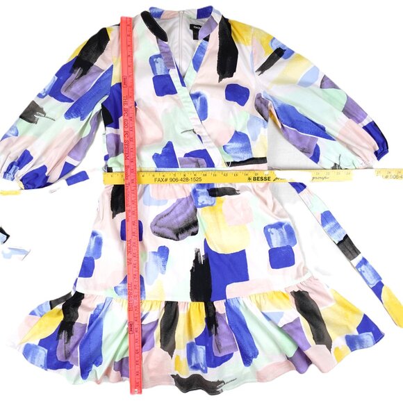 DKNY Abstract Print Balloon Sleeve Knee Length Dress - Picture 11 of 13